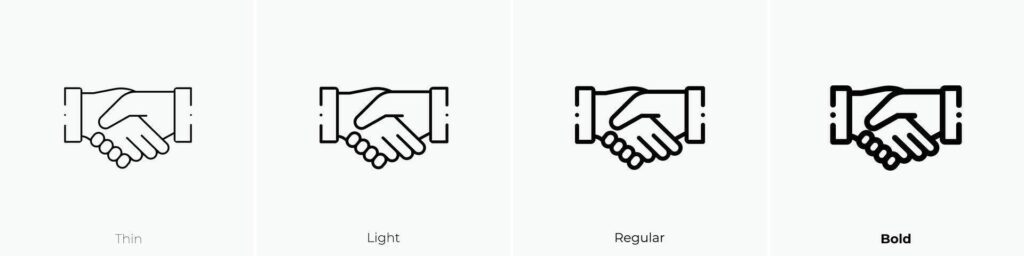 handshake icon. Thin, Light, Regular And Bold style design isolated on white background Stock Free