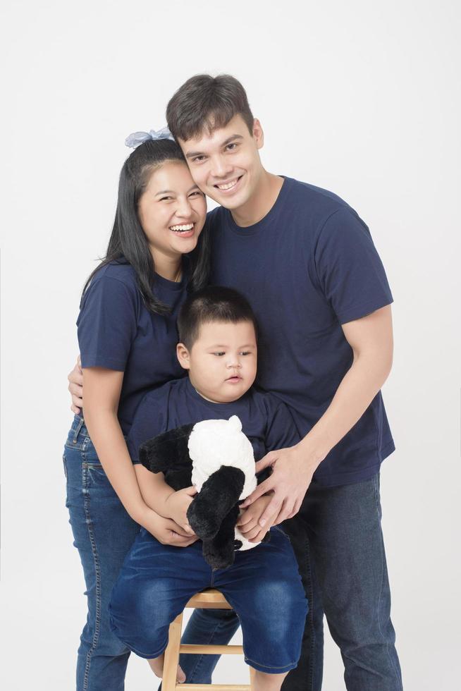 Happy Asian family are enjoy with son in studio Stock Free