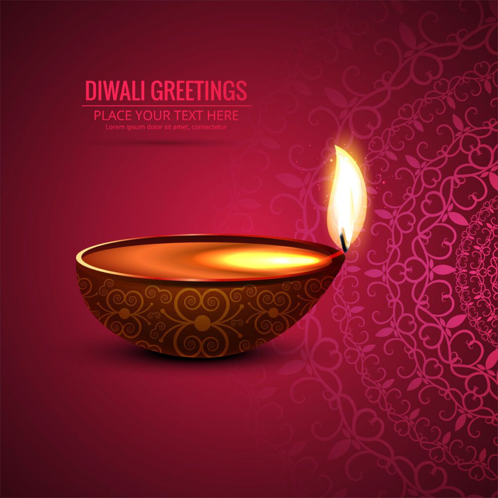 Happy diwali diya oil lamp festival background illustration Free Vector