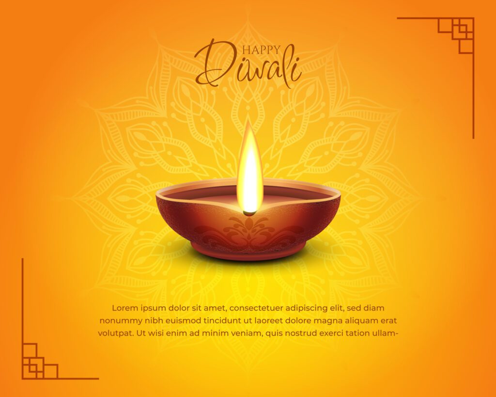 happy diwali festival background with Oil Lamps for social media cover, banner, greeting card. vector template Free Vector