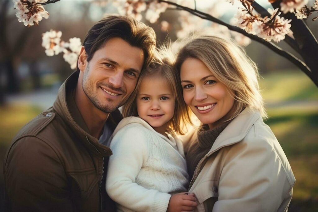 Happy family in the park Free Photo