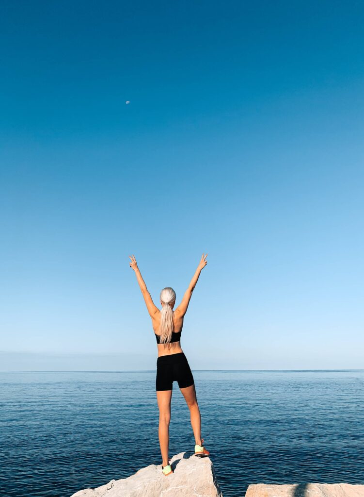 Happy Fitness Woman Celebrating Finished Workout Free Photo