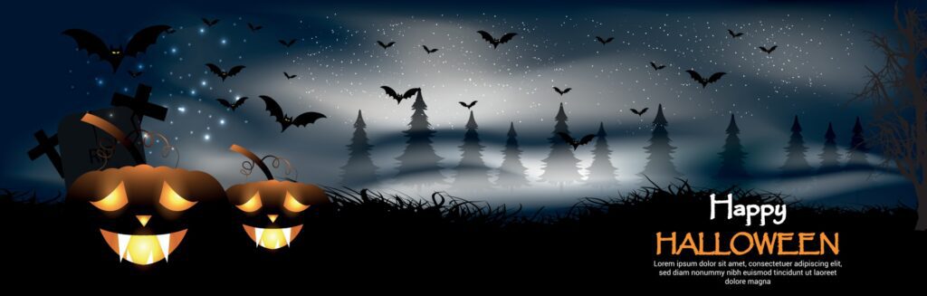 Happy halloween night party background with creative glowing pumpkin on horror background Free Vector