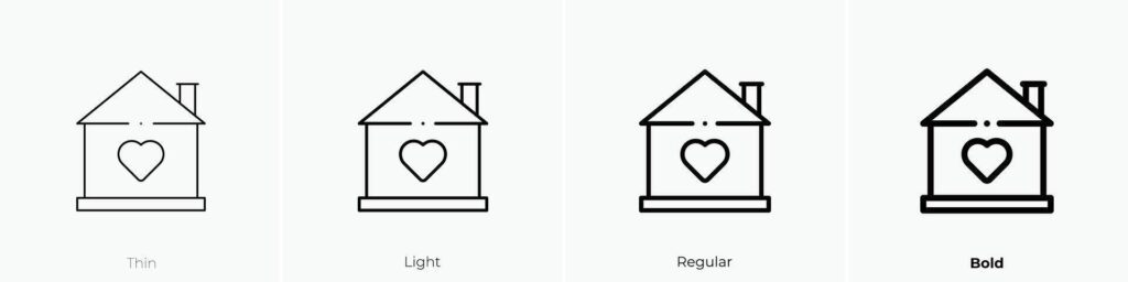 happy house icon. Thin, Light, Regular And Bold style design isolated on white background Stock Free