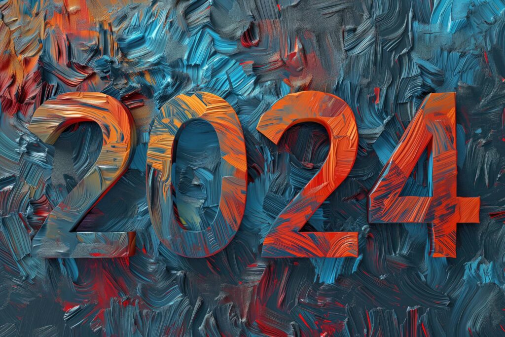 Happy New Year 2024 Painted Numbers Art Stock Free