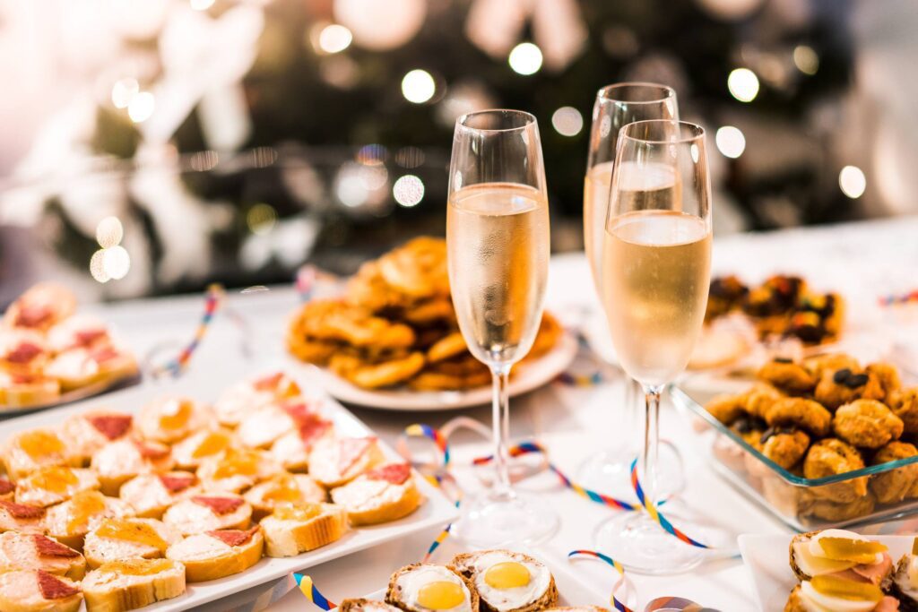 Happy New Year Party Food & Champagne Free Photo