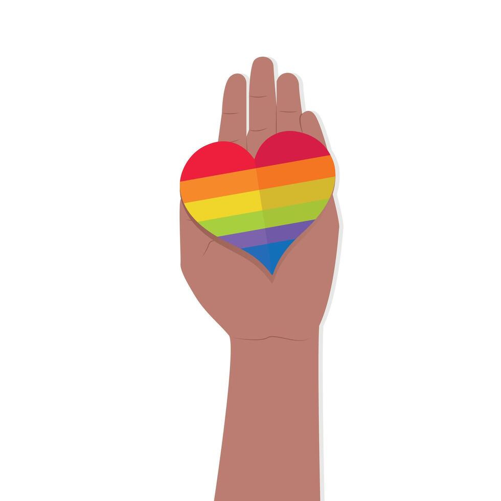 Happy Pride Month Poster with hand heart icon Stock Free