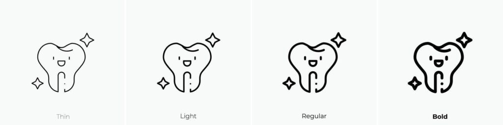 happy tooth icon. Thin, Light, Regular And Bold style design isolated on white background Stock Free