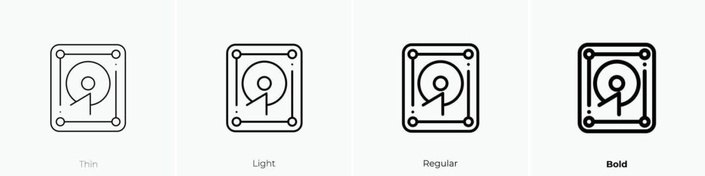 harddisk icon. Thin, Light, Regular And Bold style design isolated on white background Stock Free