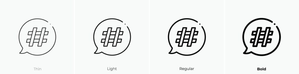 hashtag icon. Thin, Light, Regular And Bold style design isolated on white background Stock Free