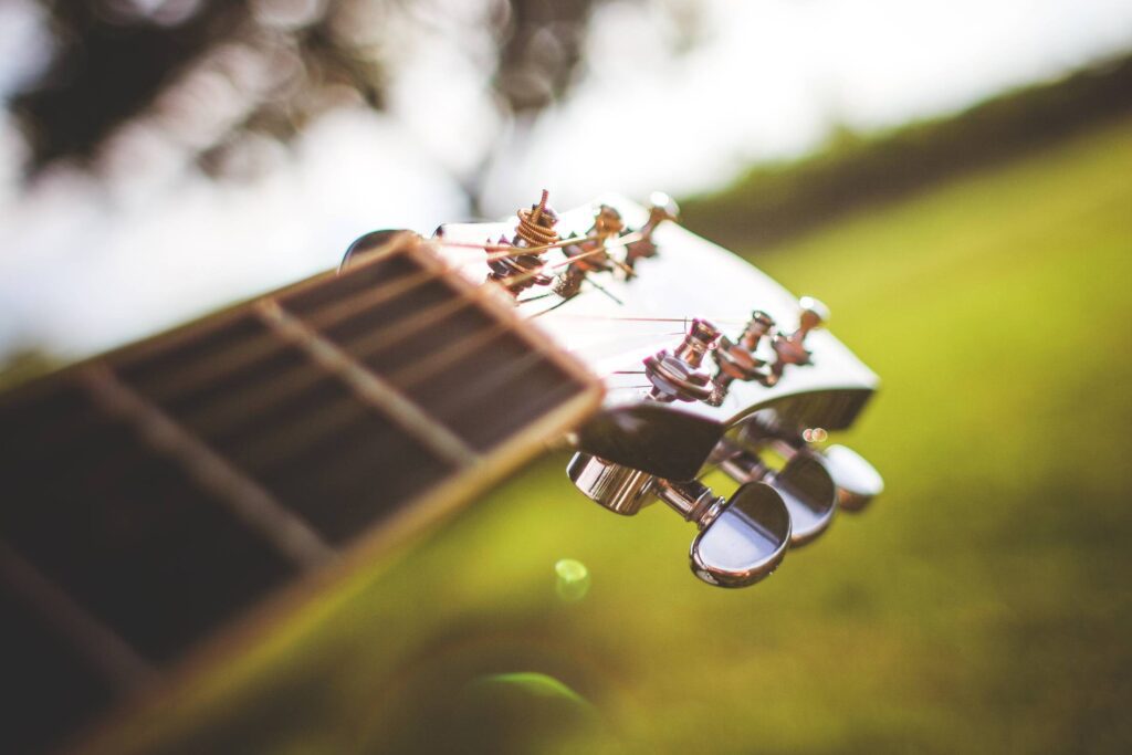 Head of Guitar Close Up, Tuning Pegs Close Up Free Photo