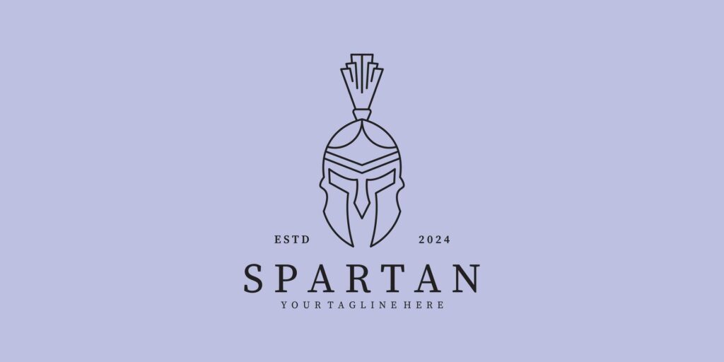 head spartan logo icon line art minimalist illustration design Stock Free