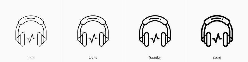 headphone icon. Thin, Light, Regular And Bold style design isolated on white background Stock Free