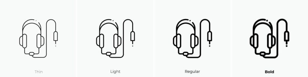 headphones icon. Thin, Light, Regular And Bold style design isolated on white background Stock Free