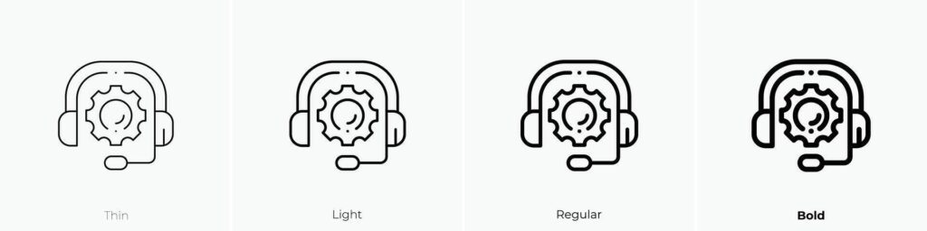 headset icon. Thin, Light, Regular And Bold style design isolated on white background Stock Free