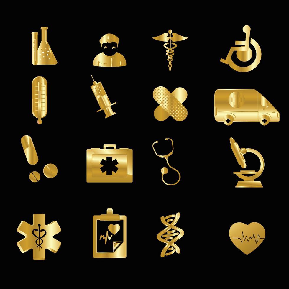 Health and Medical Icons Gold Icon Set Stock Free and Free SVG