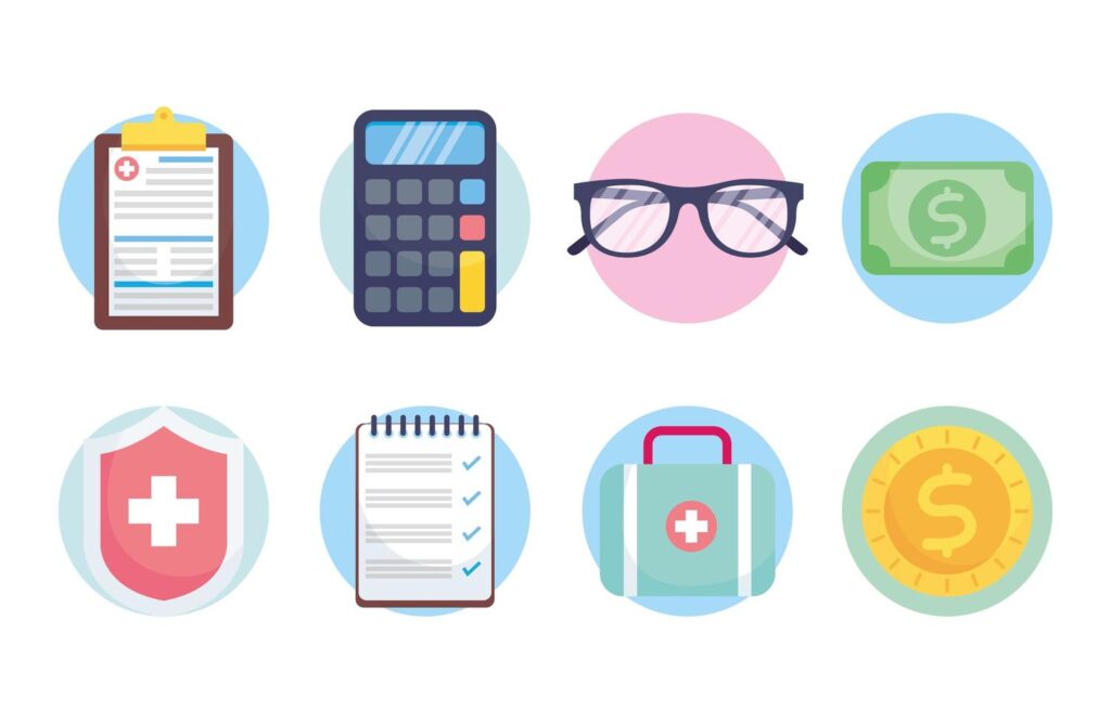 Health insurance service concept icon set Stock Free