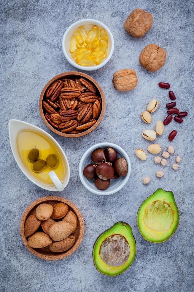 Healthy food on a gray background Stock Free