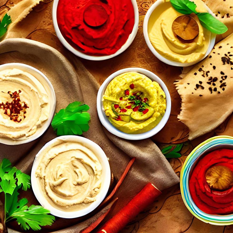 Healthy food. Traditional freshly made organic hummus. Stock Free