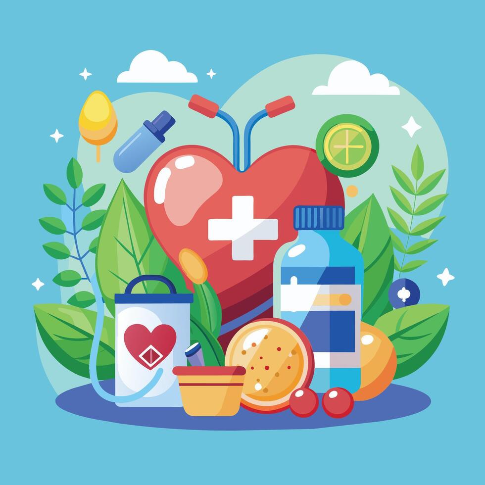 Healthy lifestyle concept with icons design, vector illustration Stock Free