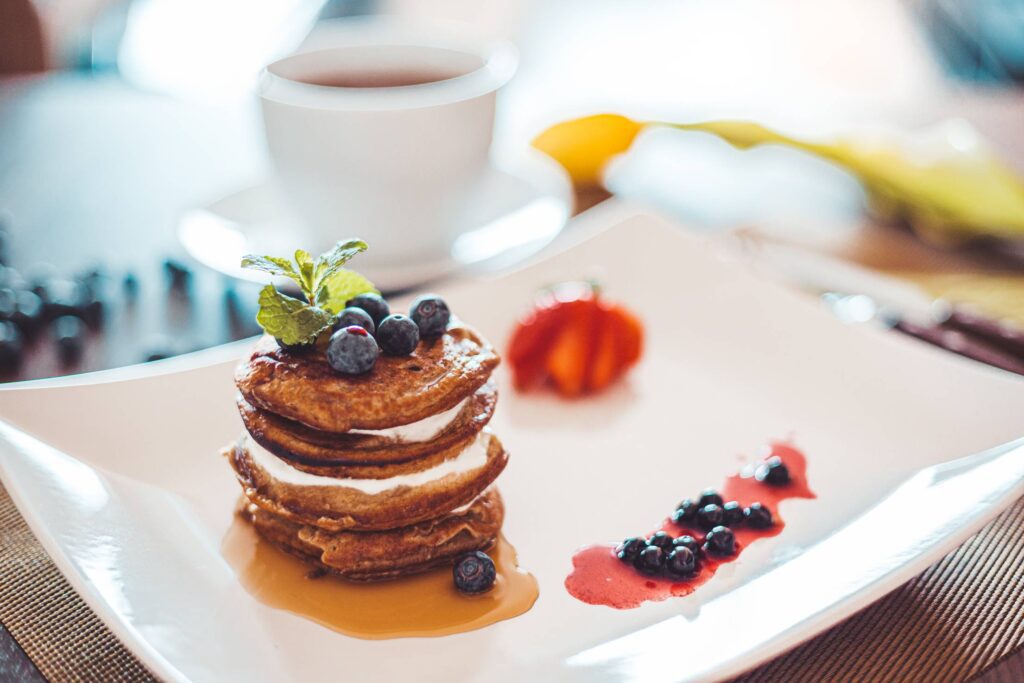 Healthy Pancakes with Cottage Cheese and Blueberries Free Photo