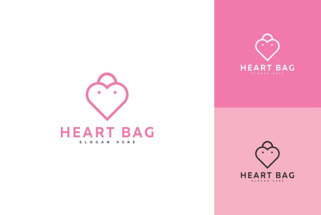 Heart bag icon logo template design Stock Free