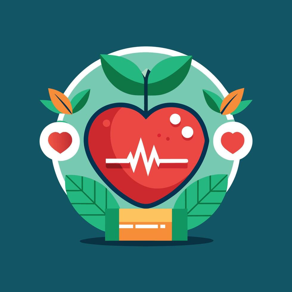 Heart cardiogram icon. Vector illustration in flat design style. Stock Free