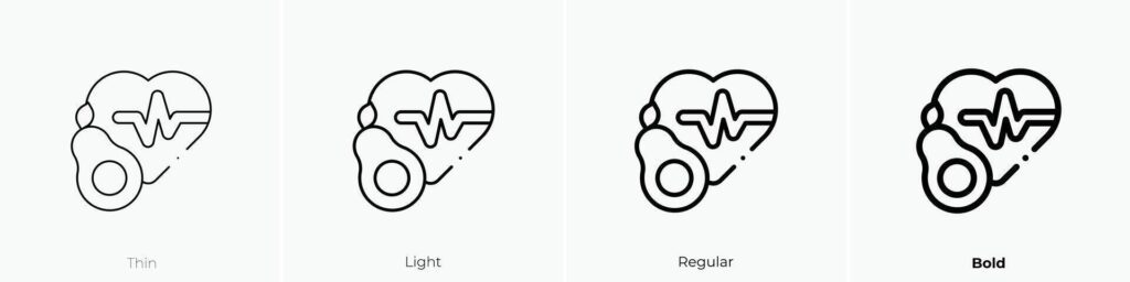 heart icon. Thin, Light, Regular And Bold style design isolated on white background Stock Free