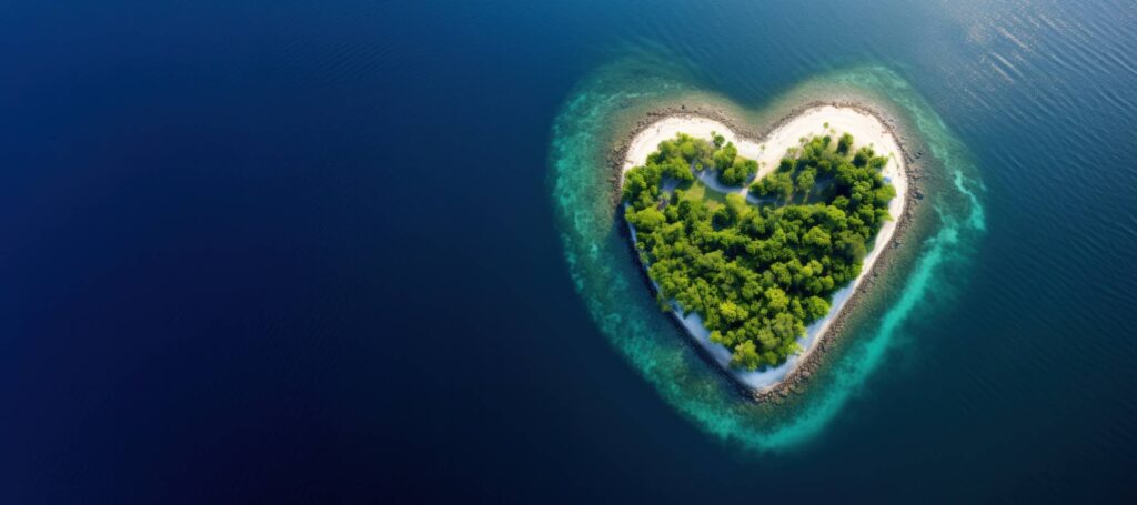 Heart-Shaped Island with Space for Text Stock Free