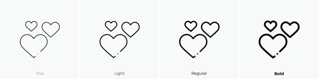 hearts icon. Thin, Light, Regular And Bold style design isolated on white background Stock Free