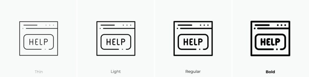 help icon. Thin, Light, Regular And Bold style design isolated on white background Stock Free