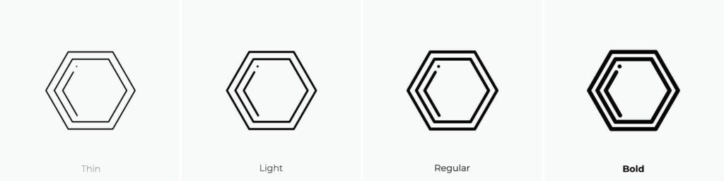 hexagon icon. Thin, Light, Regular And Bold style design isolated on white background Stock Free