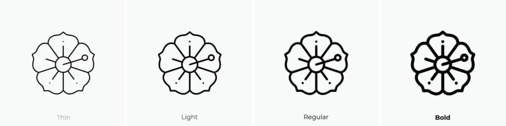 hibiscus icon. Thin, Light, Regular And Bold style design isolated on white background Stock Free