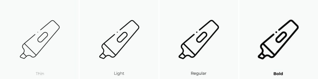 highlighter icon. Thin, Light, Regular And Bold style design isolated on white background Stock Free