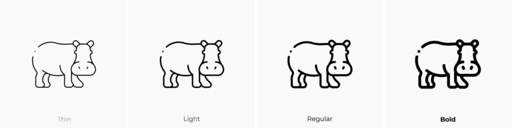 hippopotamus icon. Thin, Light, Regular And Bold style design isolated on white background Stock Free