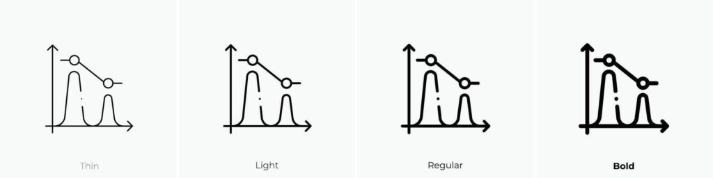 histogram icon. Thin, Light, Regular And Bold style design isolated on white background Stock Free