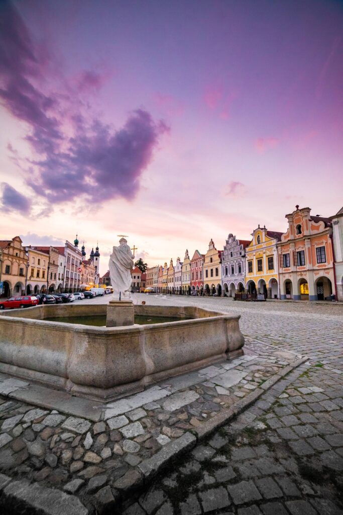 Historical Telč Square Fountain Free Photo