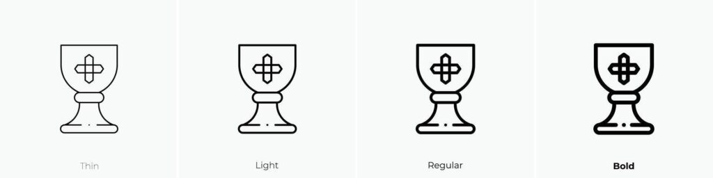 holy chalice icon. Thin, Light, Regular And Bold style design isolated on white background Stock Free