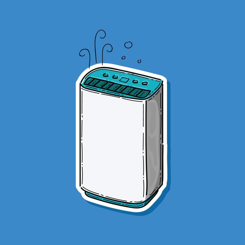 Home air purifier. air purifier isolated on a blue background of the illustration icon. A device for cleaning and humidifying air for the home. Cleaning And Humidifying Device Stock Free