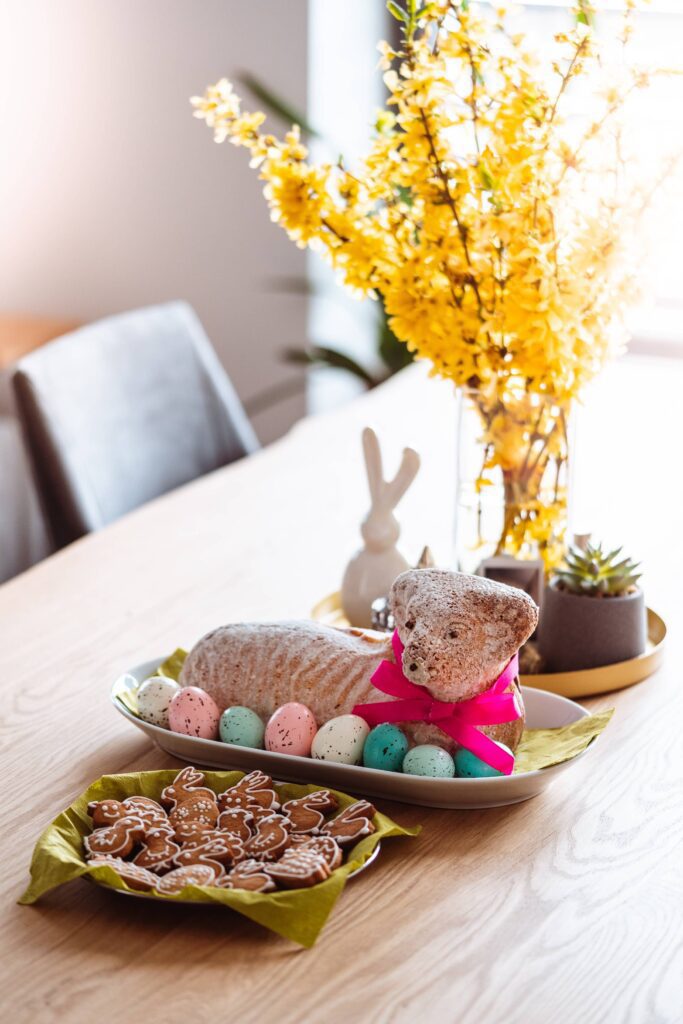 Home Easter Holiday Still Life with Easter Lamb and Easter Cookies Free Photo