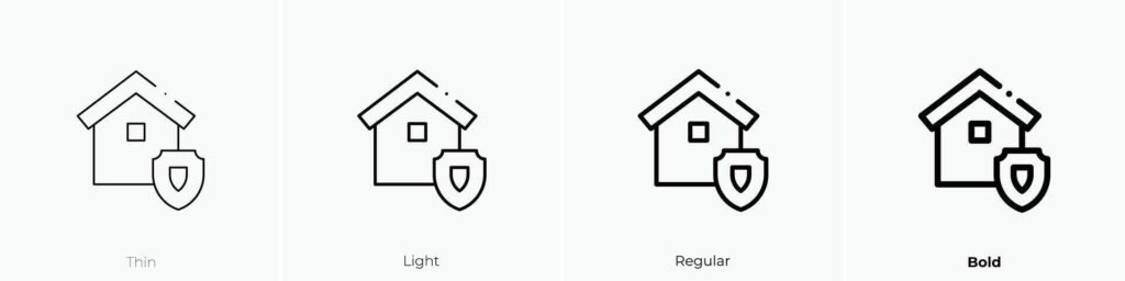 home security icon. Thin, Light, Regular And Bold style design isolated on white background Stock Free