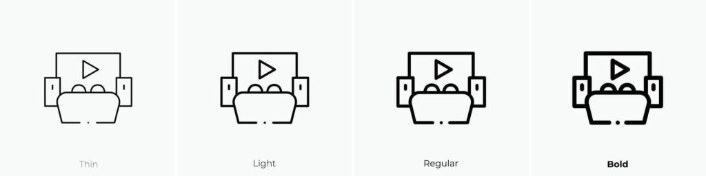 home theater icon. Thin, Light, Regular And Bold style design isolated on white background Stock Free