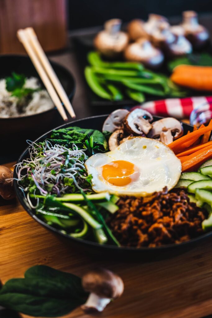 Homemade Korean Dish Bibimbap Free Photo