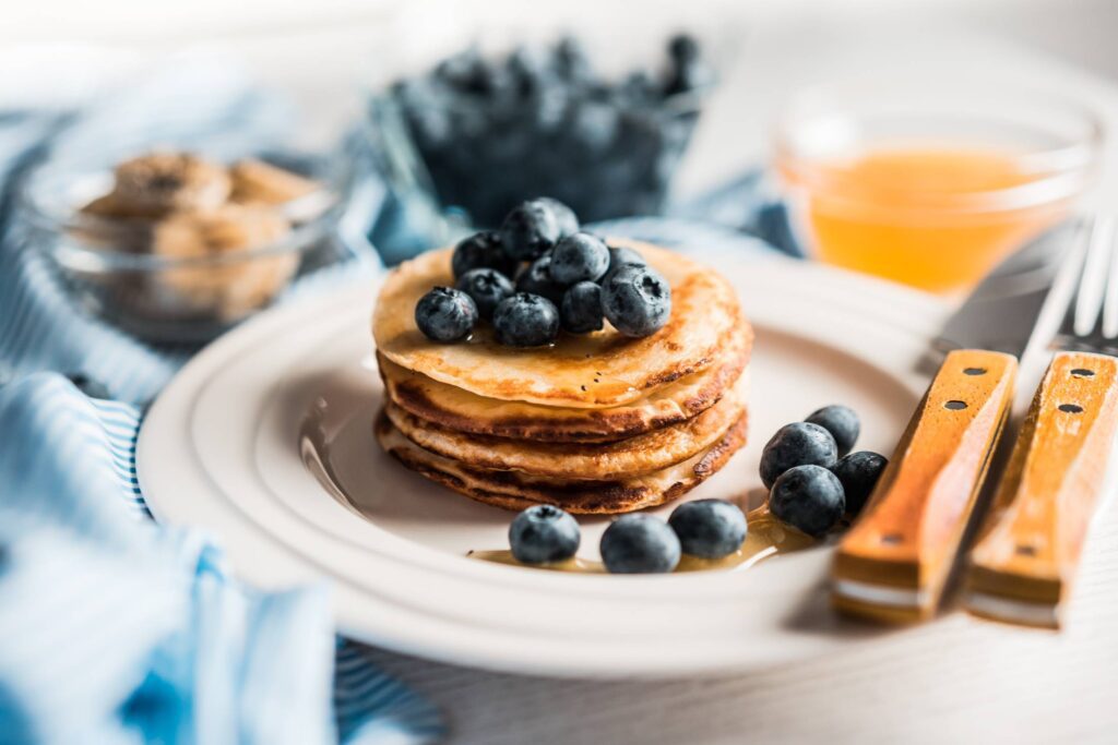 Homemade Pancakes with Blueberries Free Photo