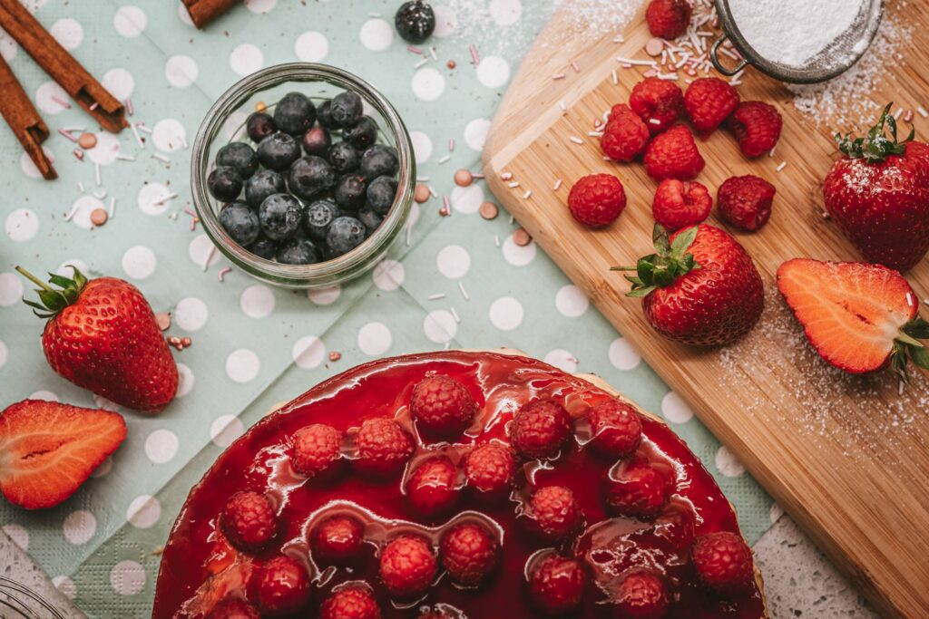 Homemade Strawberry Cake with Berries Free Photo