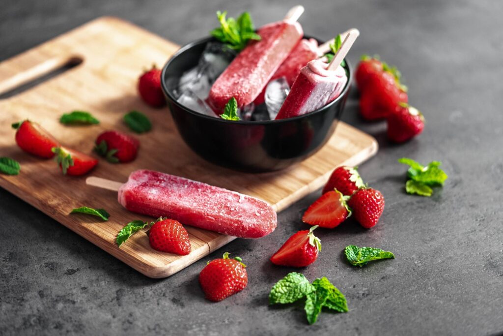 Homemade Vegan Strawberry Popsicles Free Photo