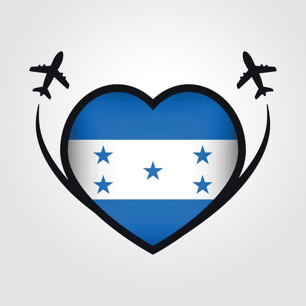 Honduras Travel Heart Flag With Airplane Icons Stock Free