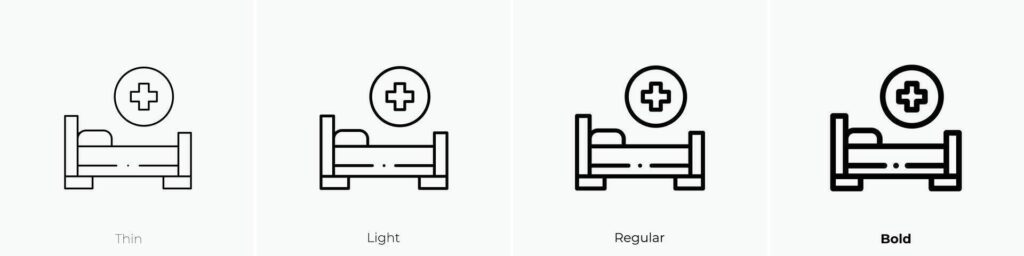 hospital bed icon. Thin, Light, Regular And Bold style design isolated on white background Stock Free