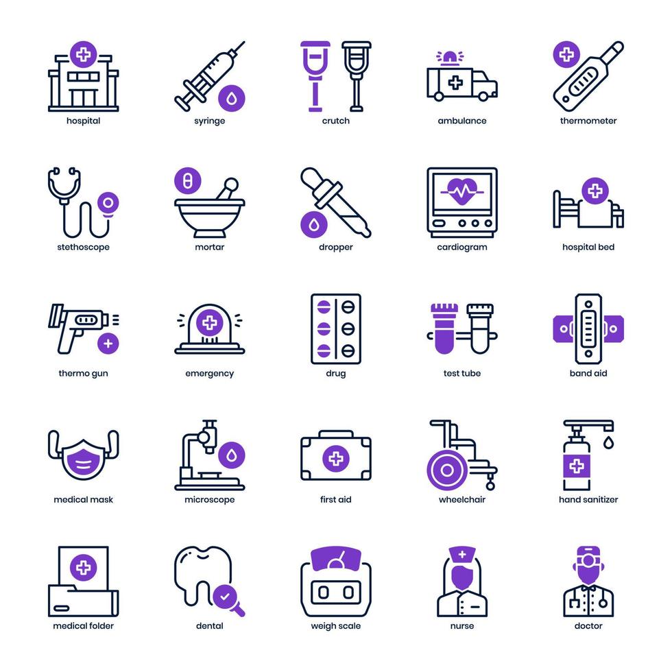 Hospital icon pack for your website design, logo, app, UI. Hospital icon mix line and solid design. Vector graphics illustration and editable stroke. Stock Free