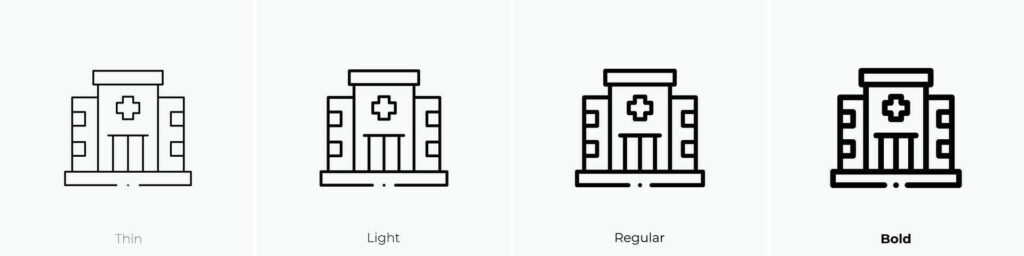 hospital icon. Thin, Light, Regular And Bold style design isolated on white background Stock Free